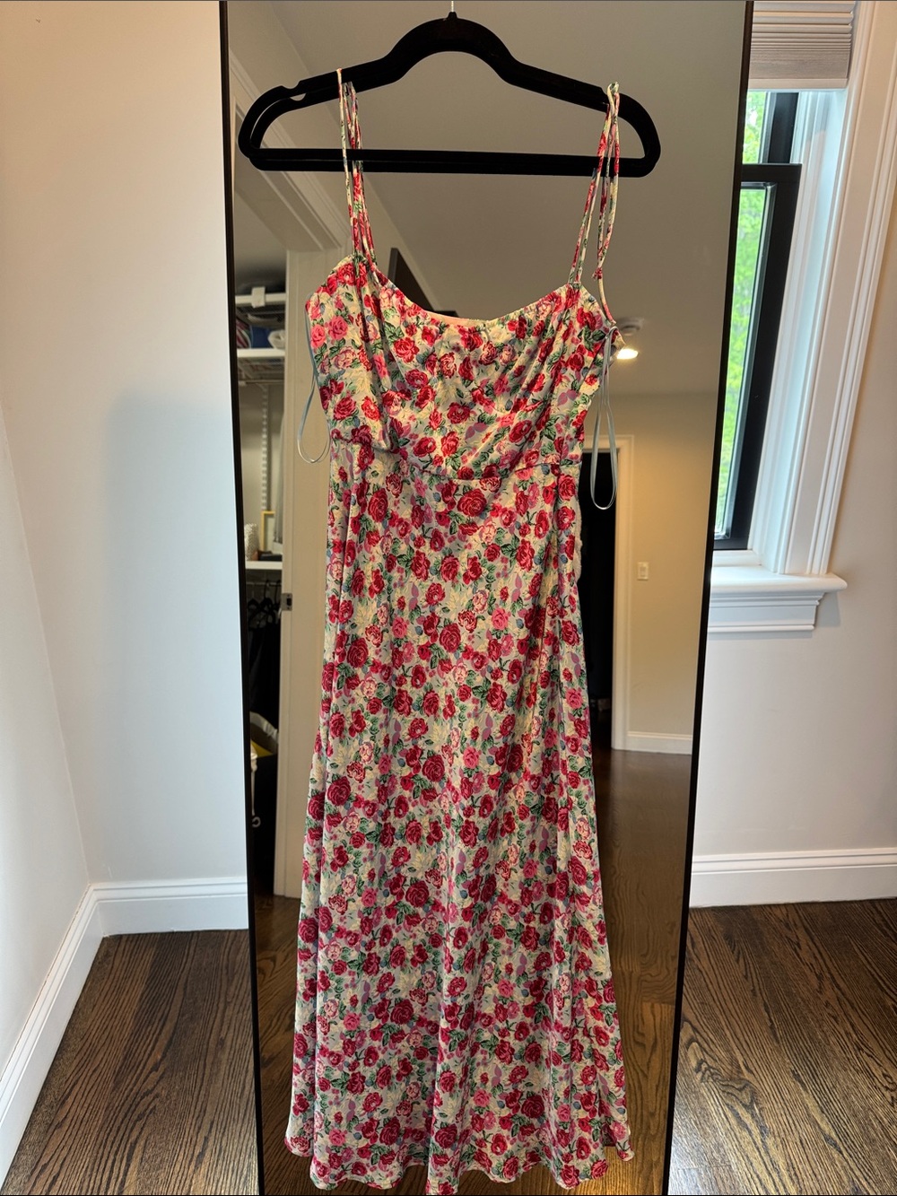 Zara Pink Rose-Print Slip Maxi Dress